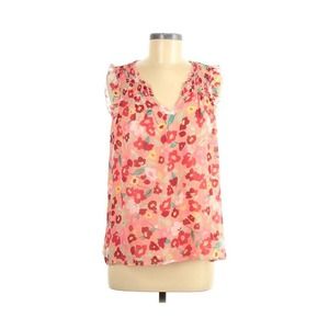 Elle Pink Spring Floral Sleeveless Notch V Neck M